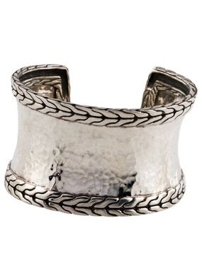 John Hardy Hammered Silver Cuff with Braided Trim